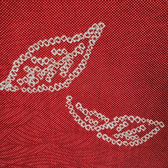 Vintage Red Silk Kimono Jacket: Jacquard Shibori Haori H1526 - Picture 6 of 11